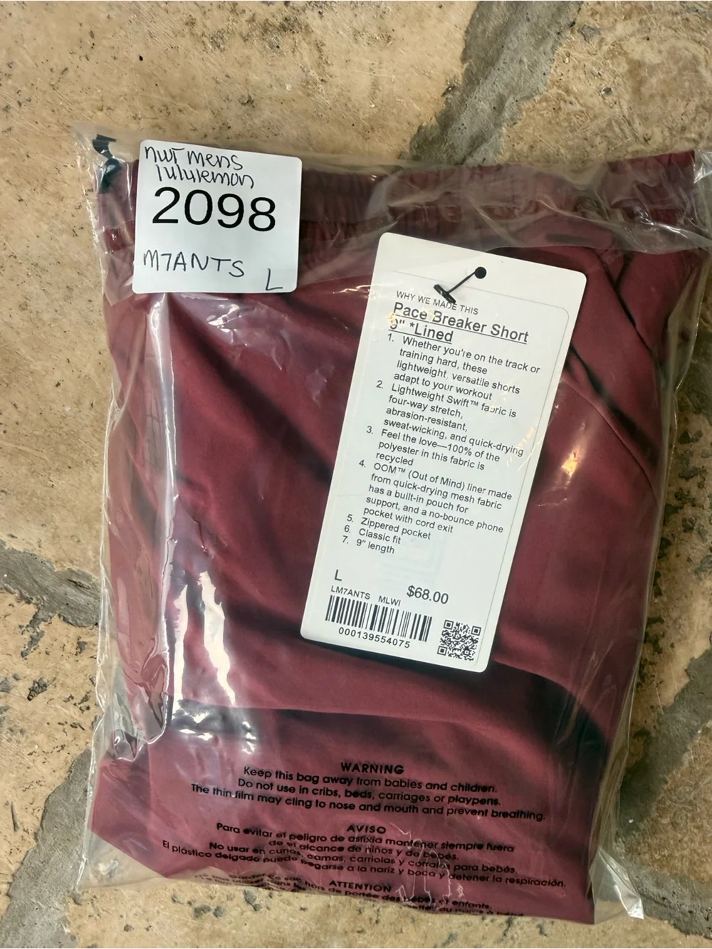 NWT Lululemon Pace Breaker Lined Short 9